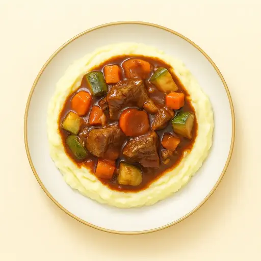 Boeuf Bourguignon con puré de patatas