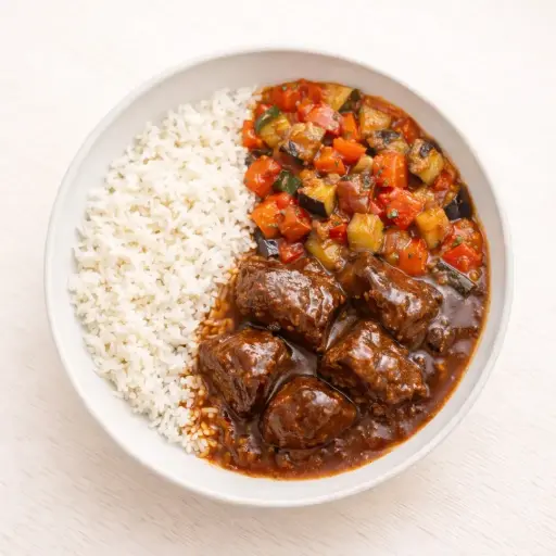 Boeuf Bourguignon con arroz