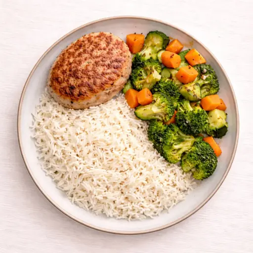 Albóndiga de pollo con arroz